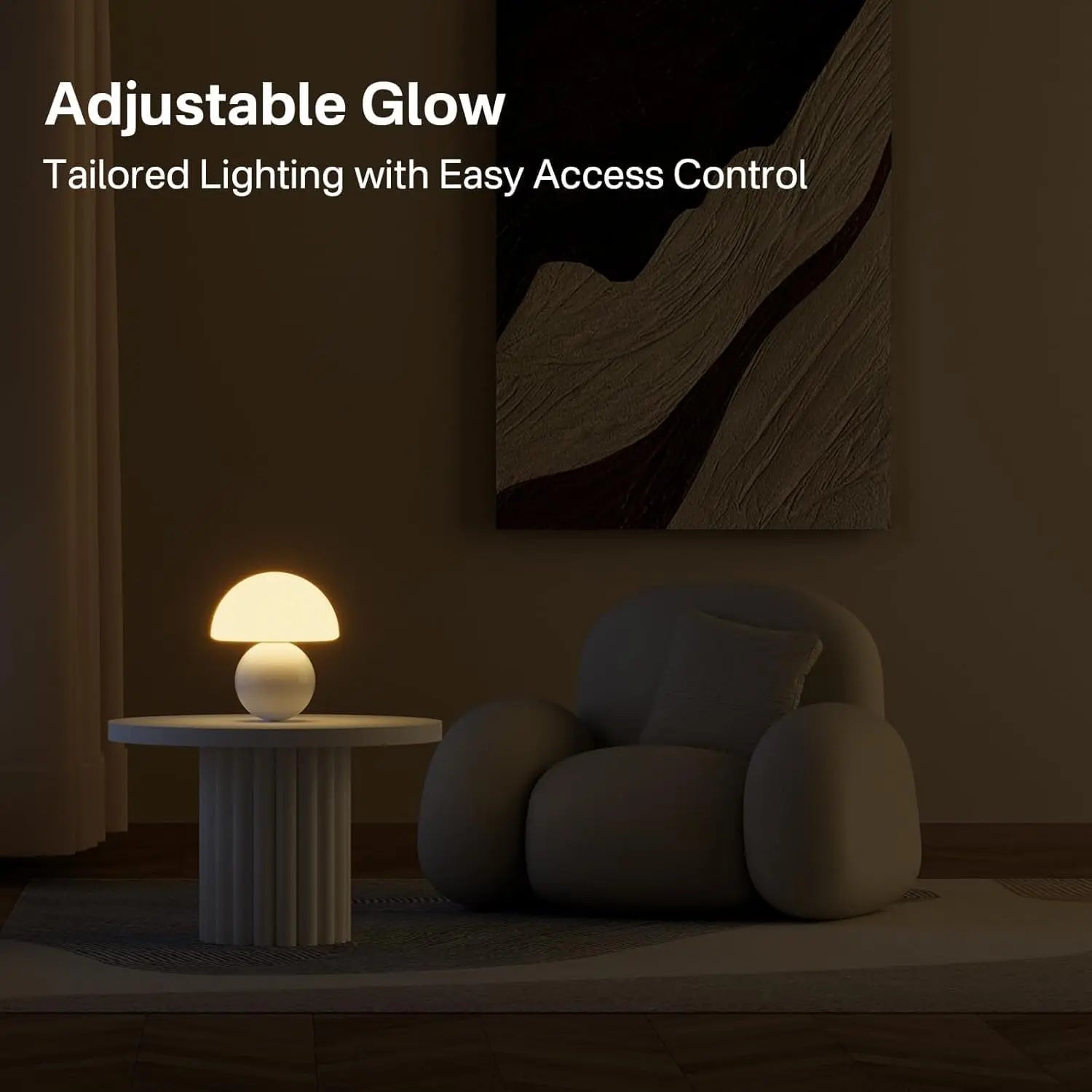 Dawnwake Ceramic Base Mushroom Table Lamp Small,Unique Aesthetic Cute Small Night Light , Dimmable Mushroom Table Lamp for Living Room