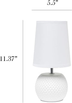 LT2084-WHT Mini Studded Texture Ceramic Bedside Table Lamp, White