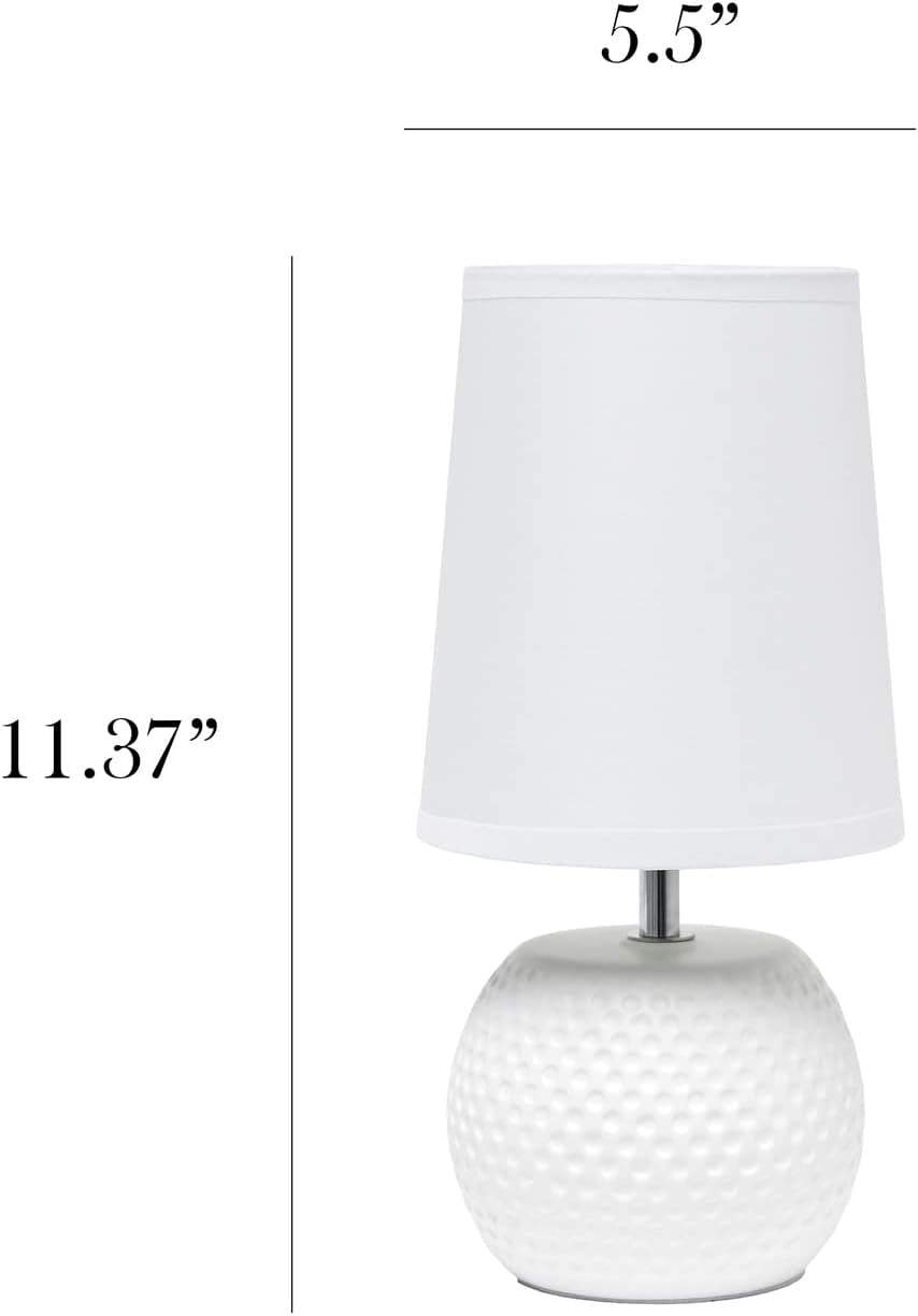 LT2084-WHT Mini Studded Texture Ceramic Bedside Table Lamp, White