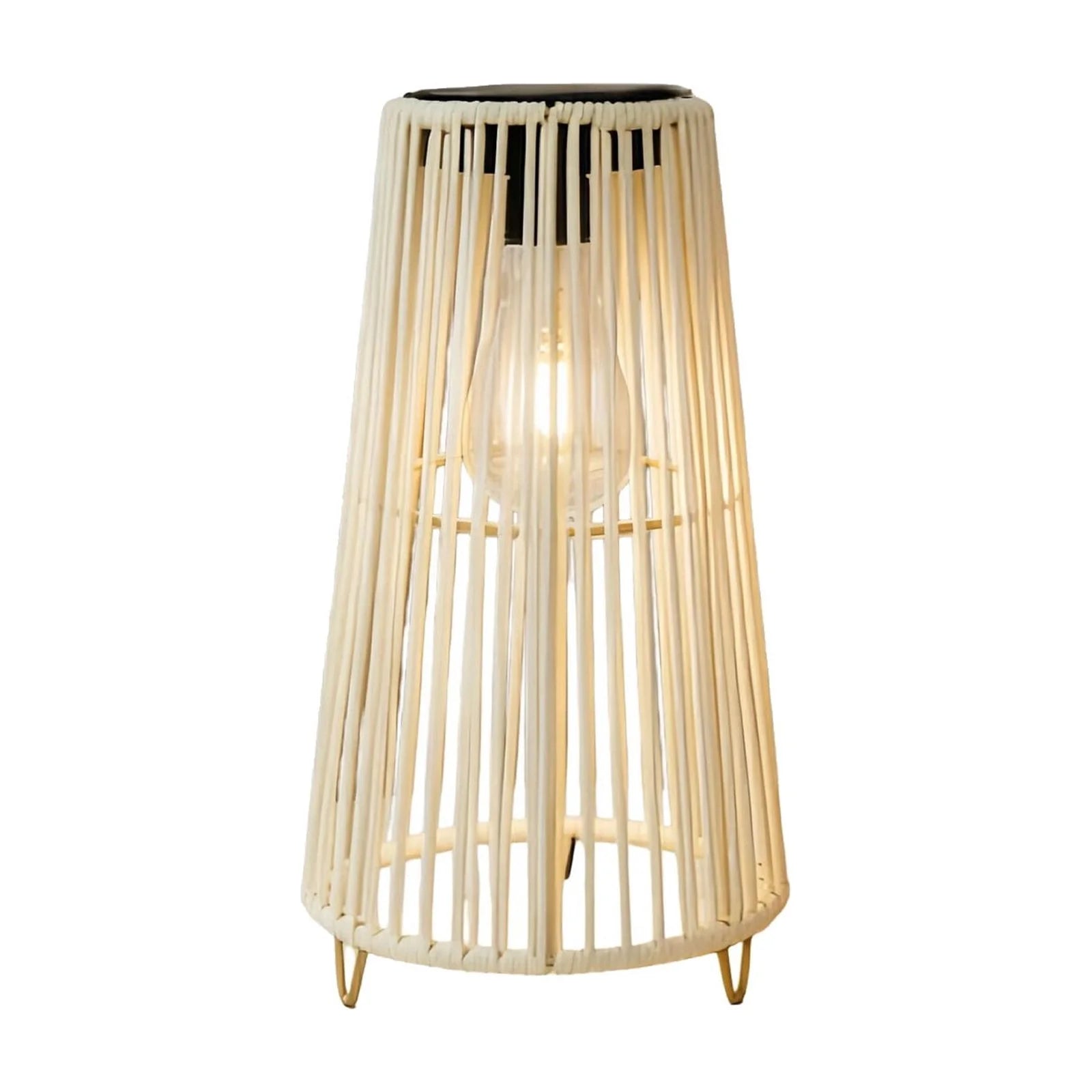 Solar Powered Outdoor Waterproof Rattan Floor Lamp, Wicker Weave Standing Light for Patio Garden, LED Ambient Lighting for Deck, Backyard, Porch