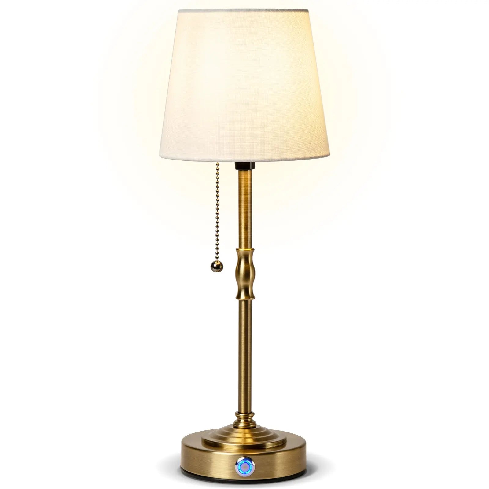 Cordless LED Table Lamp with Dimmer, Built-In Rechargeable Battery, 3-Level Brightness, Patio Table Lamp, Bedside Night Lamp, Ambient Light for Restaurant, Antique Brass
