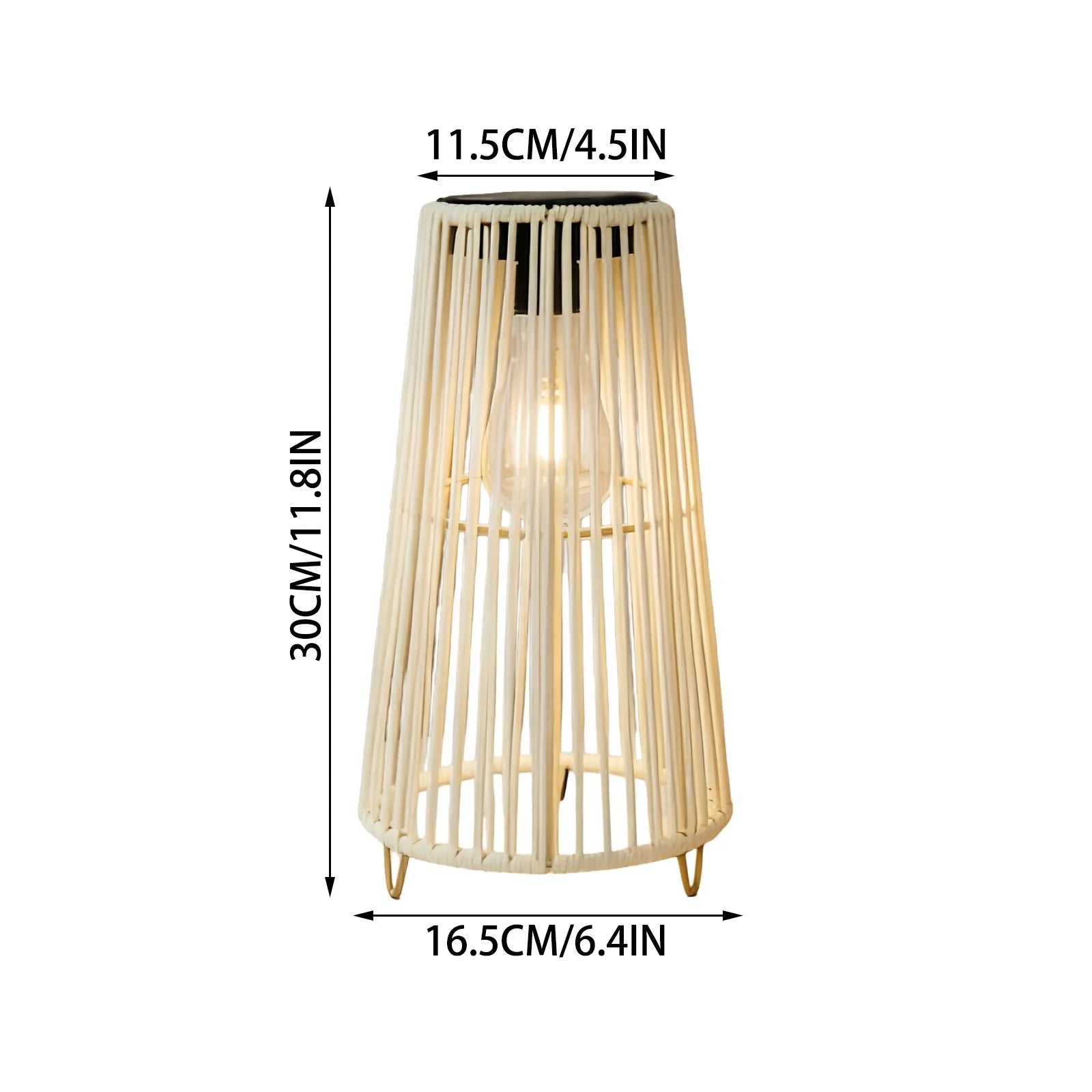 Solar Powered Outdoor Waterproof Rattan Floor Lamp, Wicker Weave Standing Light for Patio Garden, LED Ambient Lighting for Deck, Backyard, Porch