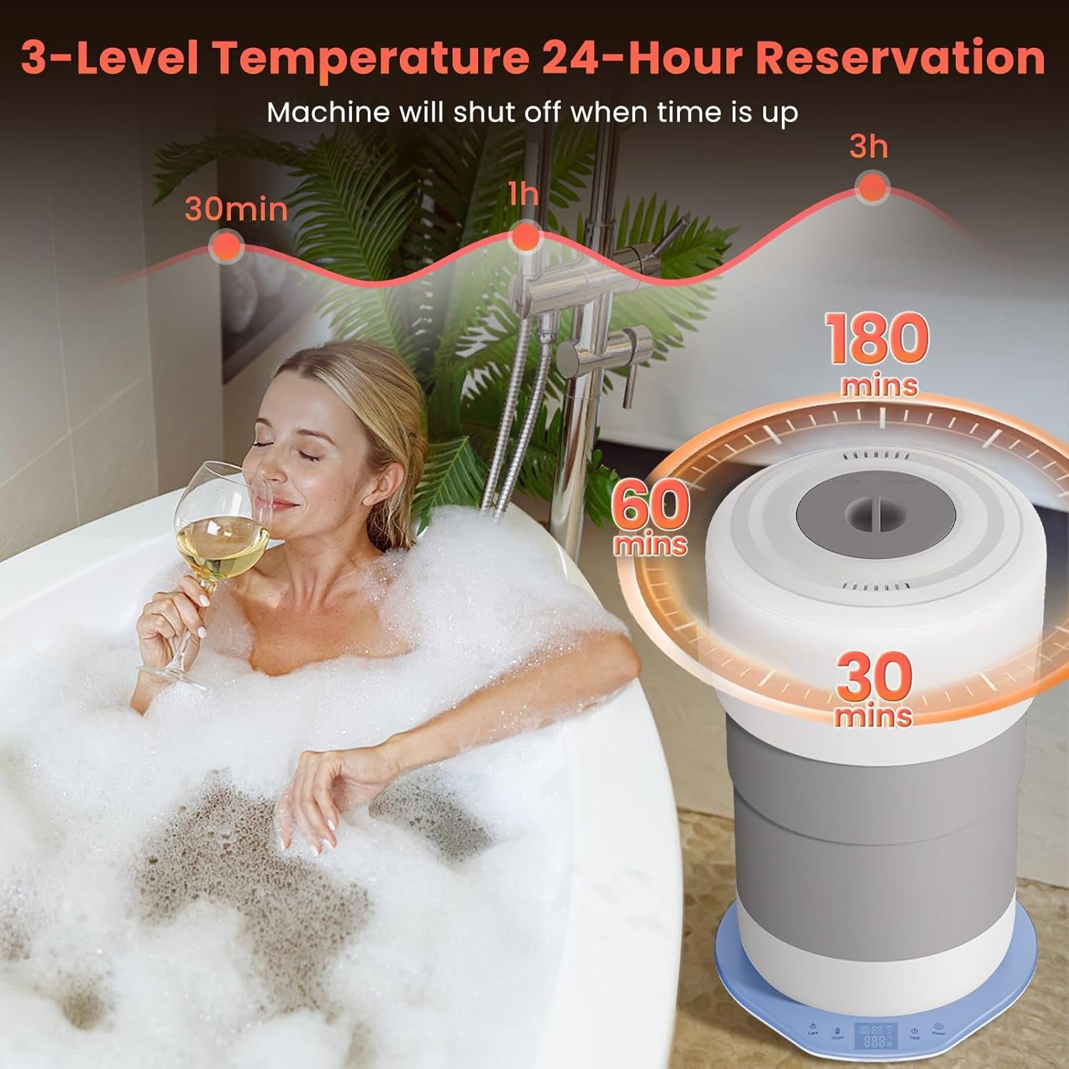 Towel Warmer, 23L Towel Warmer Bucket with Time Setting, Auto Shut-Off, Retractable Portable, Fits up to Two Large Towels, Bathrobes, Blankets, Pj'S and More