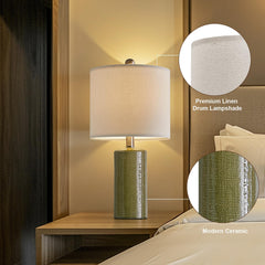 20.25" Small Table Lamps Set of 2 Modern Ceramic Lamps for Living Room Farmhouse Bedside Lamps Boho Lamps for Night Stands Green Bedroom Lamps Side Table Lamps End Table Lamps