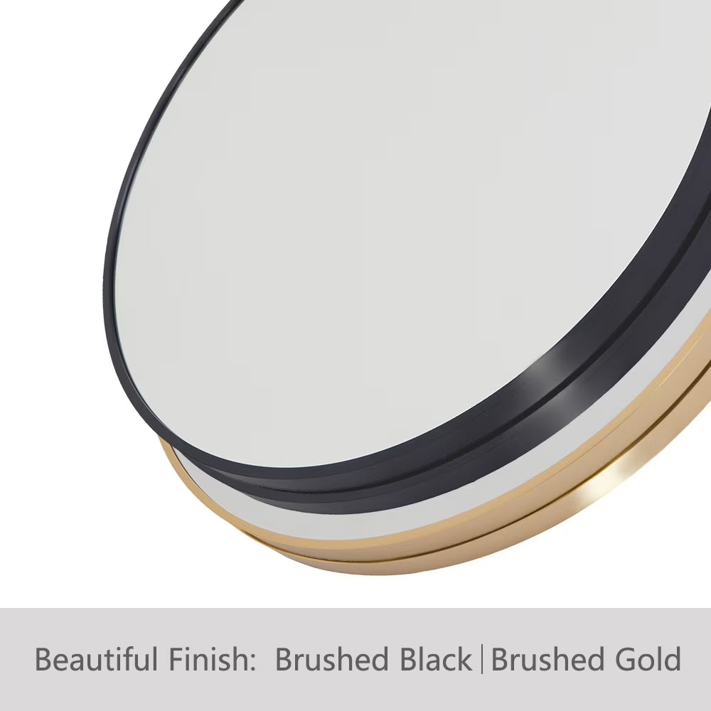 20" Wall Mirror round Vanity Mirror Aluminium Framed Circle Bathroom Mirror Modern Wall Mirror, Black