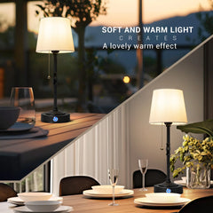 Cordless LED Table Lamp with Dimmer, Built-In Rechargeable Battery, 3-Level Brightness, Patio Table Lamp, Bedside Night Lamp, Ambient Light for Restaurant, Antique Brass