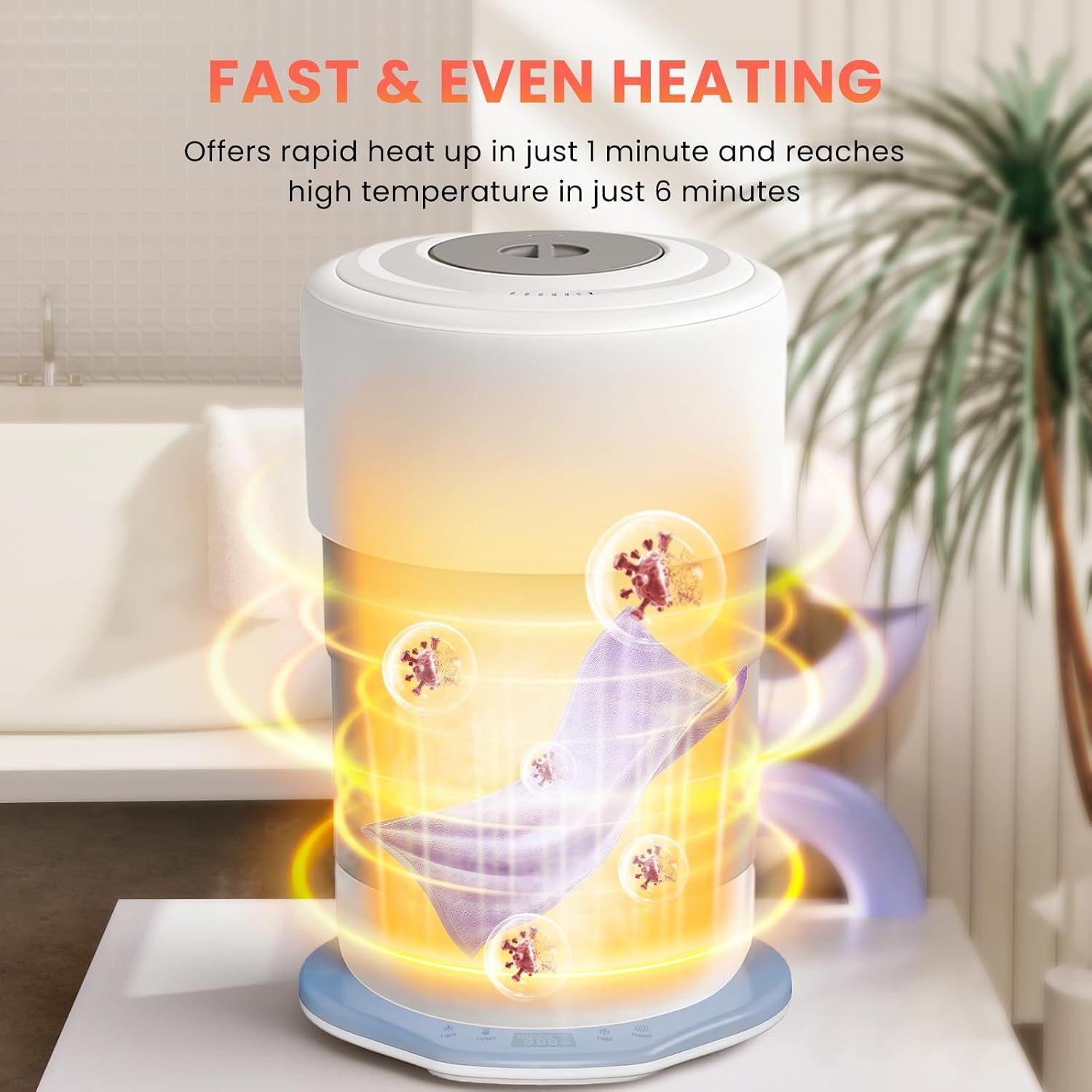 Towel Warmer, 23L Towel Warmer Bucket with Time Setting, Auto Shut-Off, Retractable Portable, Fits up to Two Large Towels, Bathrobes, Blankets, Pj'S and More