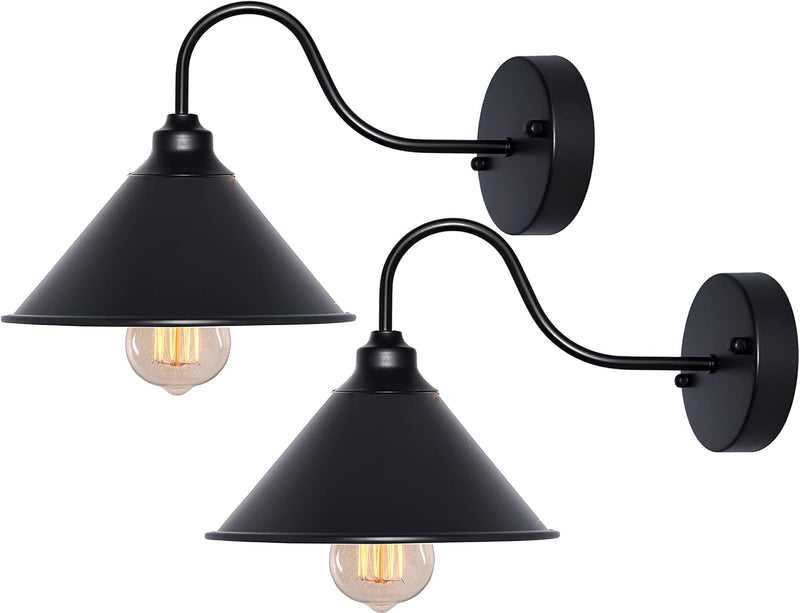 BRIGTTESS Black Wall Sconces, Industrial Farmhouse, 2 Lights | E26 Vintage, Wall Mount Light Fixture
