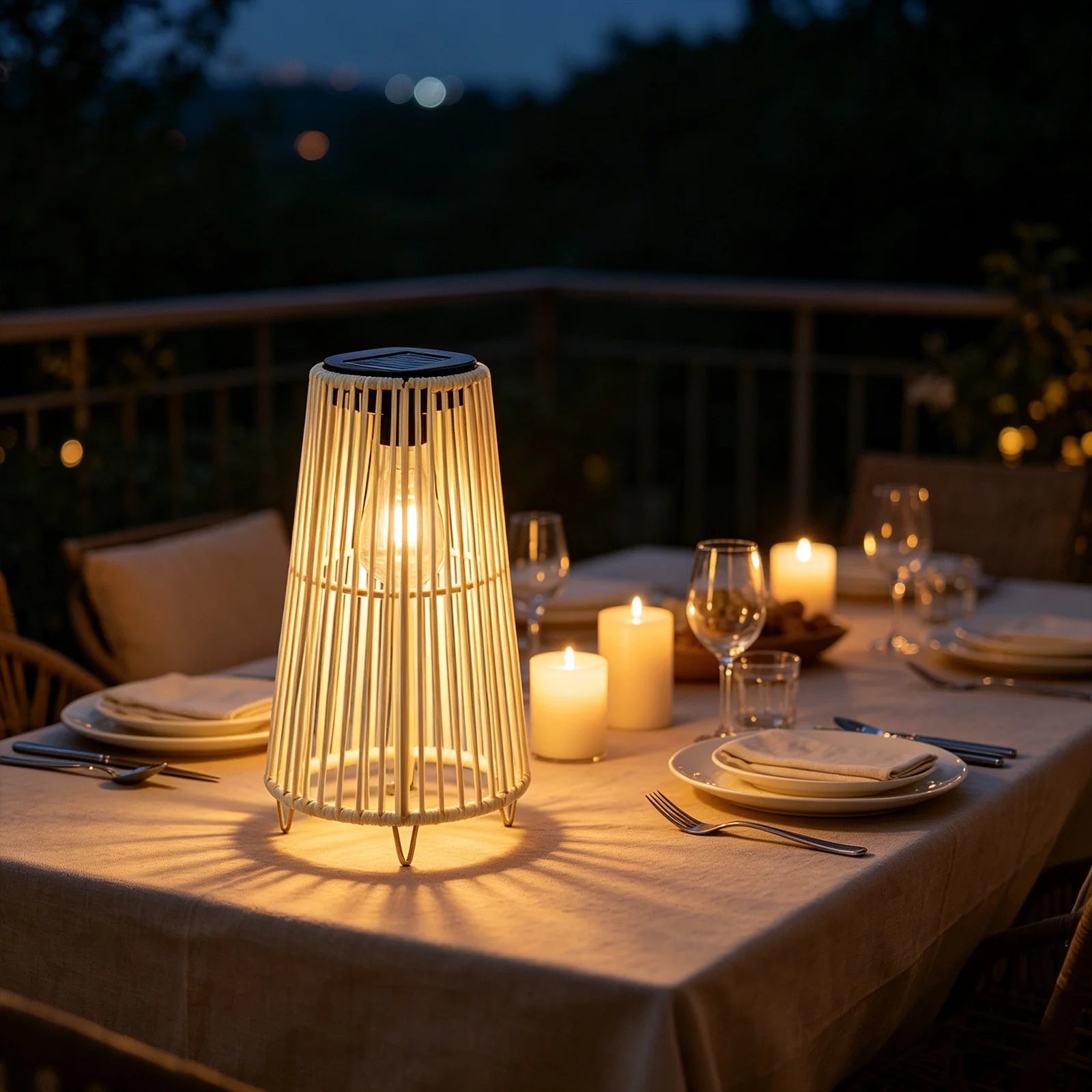 Solar Powered Outdoor Waterproof Rattan Floor Lamp, Wicker Weave Standing Light for Patio Garden, LED Ambient Lighting for Deck, Backyard, Porch