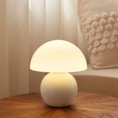 Dawnwake Ceramic Base Mushroom Table Lamp Small,Unique Aesthetic Cute Small Night Light , Dimmable Mushroom Table Lamp for Living Room