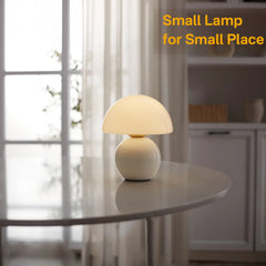 Dawnwake Ceramic Base Mushroom Table Lamp Small,Unique Aesthetic Cute Small Night Light , Dimmable Mushroom Table Lamp for Living Room