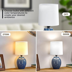 Table Lamps Set of 2-13.75" Small Bedside Lamps - Classic Farmhouse Ceramic Table Lamp for Bedroom, Living Room, Nightstand, Office, Side Desk Lamp, End Table