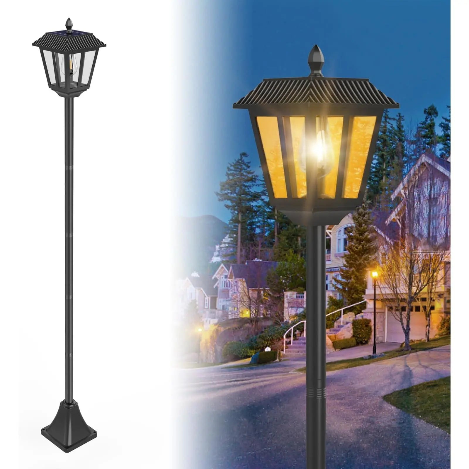 2 Pack 67" Solar Lamp Lights, 3000K Outdoor Solar Light , Pole Light Outdoor Decorative Floor Lamp for Patio, Garden, Backyard, Pathway, Front/ Door