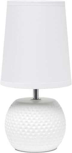 LT2084-WHT Mini Studded Texture Ceramic Bedside Table Lamp, White