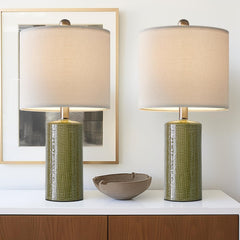 20.25" Small Table Lamps Set of 2 Modern Ceramic Lamps for Living Room Farmhouse Bedside Lamps Boho Lamps for Night Stands Green Bedroom Lamps Side Table Lamps End Table Lamps