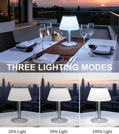 Solar Table Lamp Outdoor Waterproof - 3 Way Dimmable Cordless Table Lamps, Eye-Caring LED Modern Portable Table Lamp with Pull Chain, Solar Desk Lamp for Patio Yard Garden Camping Decor