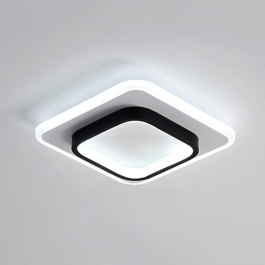 LED Ceiling Light 22W Modern Ceiling Lamp, Cool White 6500K 9.5 Inch Square Close to Ceiling Lights for Bedroom Hallway Office Kitchen Dining Room Entrance(Black & White)