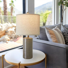 20.25" Small Table Lamps Set of 2 Modern Ceramic Lamps for Living Room Farmhouse Bedside Lamps Boho Lamps for Night Stands Grey Bedroom Lamp Side End Table Lamps