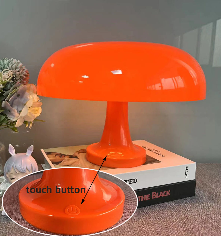 LED Mushroom Table Lamp Minimalist Modern Bedroom Bedside Lamp Danish Designer Orange Decorative Table Lamp