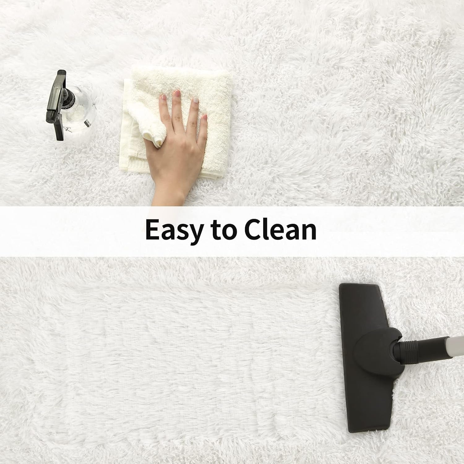 Modern Soft Fluffy Large Shaggy Rug for Bedroom Livingroom Dorm Kids Room Indoor Home Decorative, Non-Slip Plush Furry Fur Area Rugs Comfy Nursery Accent Floor Carpet 4'X6' Ivory