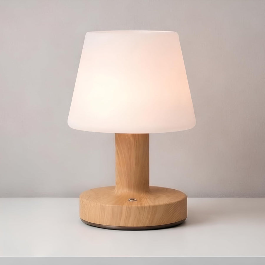 Cordless Table Lamp, Rechargeable Table Lamp, Waterproof Shower Lamp, 5200Mah Small Lamps, 3-Color Dimmable Touch Light, Portable Outdoor and Indoor Table Lamp, Bedside Night Light (Natural Wood)