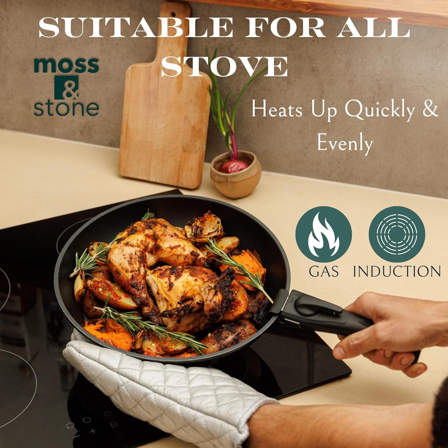 10Pcs Nonstick Cookware Pans with Removable Handles, Space Saving Pots and Pans with Removable Handles, RV Pots and Pans Set for Camping, Oven and Induction Ready