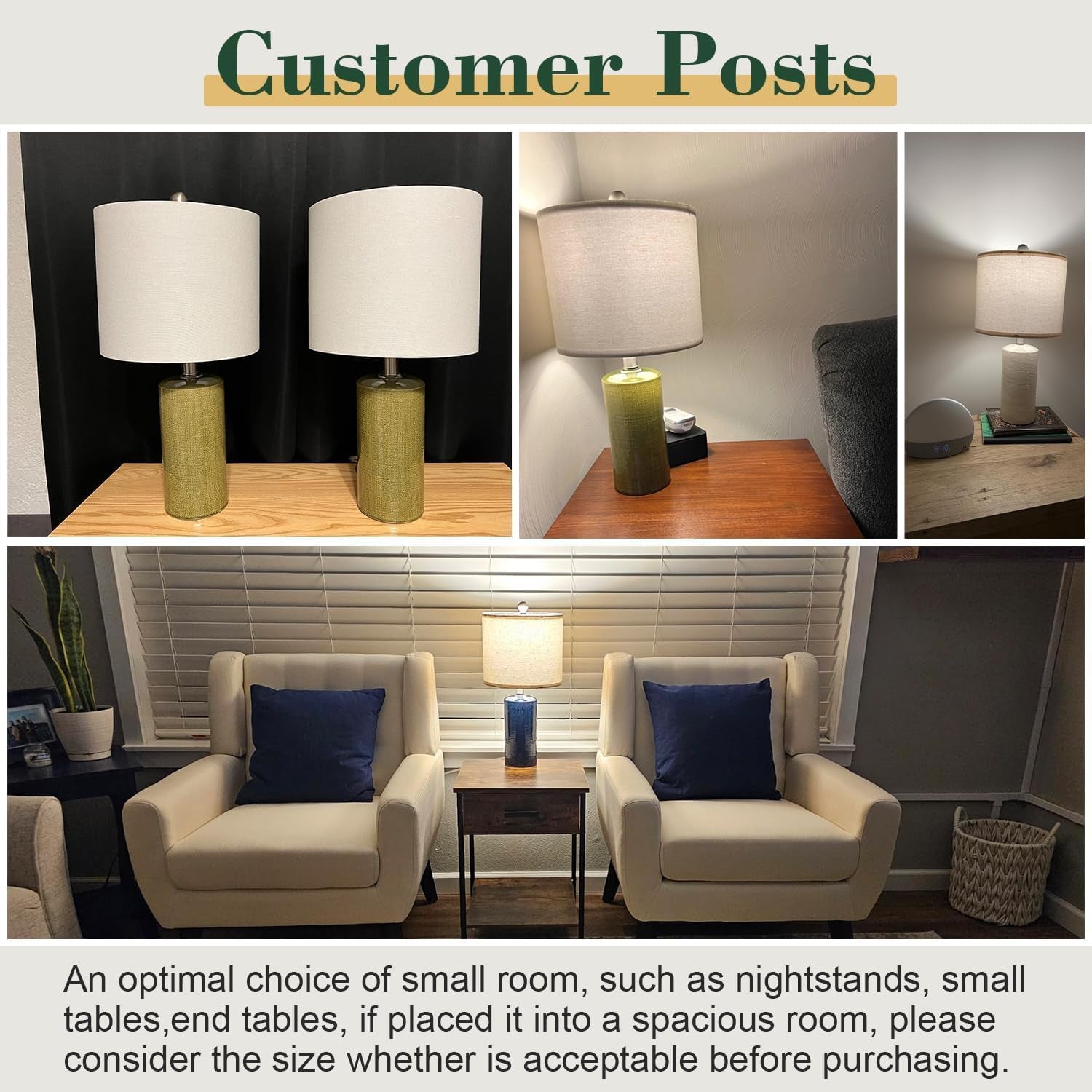 20.25" Small Table Lamps Set of 2 Modern Ceramic Lamps for Living Room Farmhouse Bedside Lamps Boho Lamps for Night Stands Grey Bedroom Lamp Side End Table Lamps