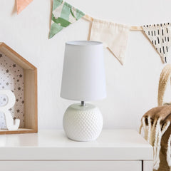 LT2084-WHT Mini Studded Texture Ceramic Bedside Table Lamp, White