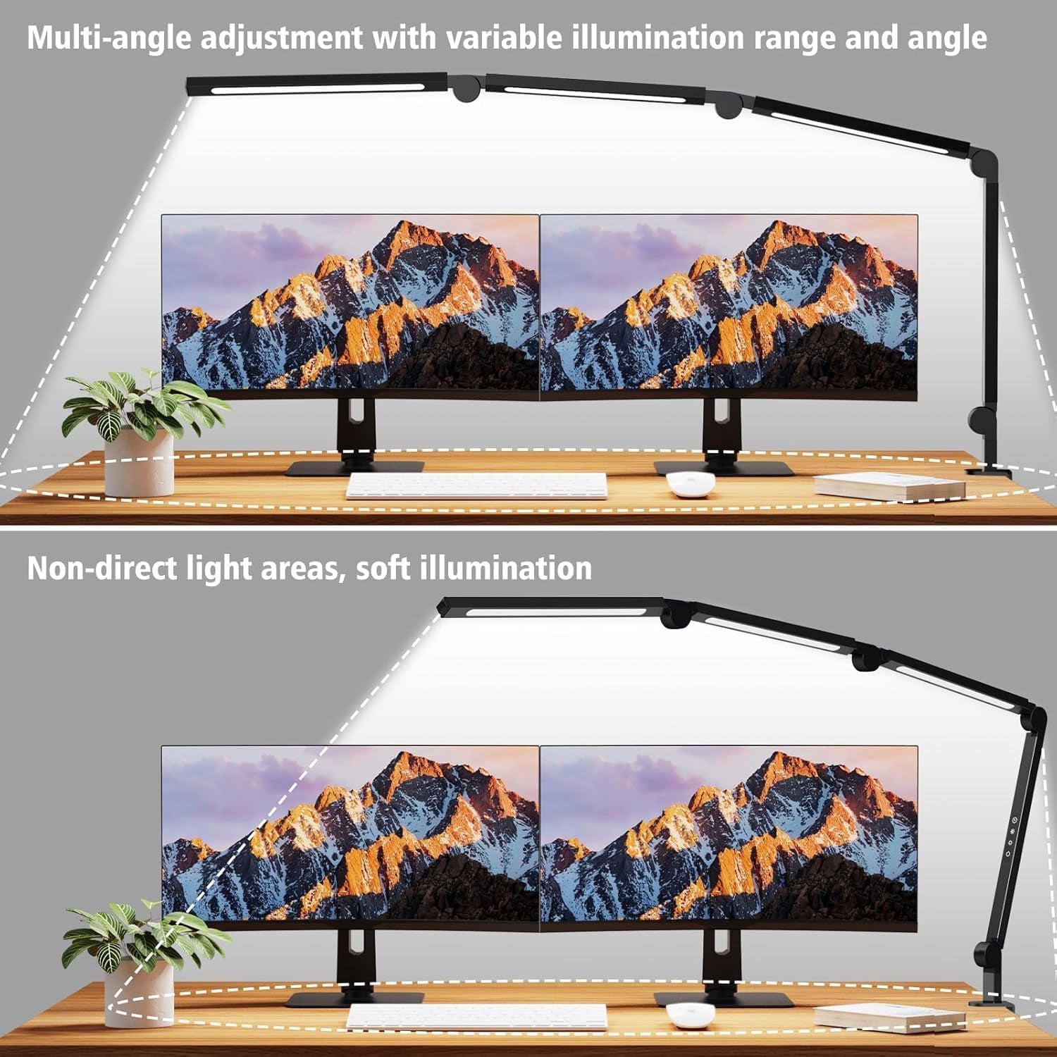 Bright LED Desk Lamp with Clamp,Eye Caring Architect Led Desk Lights with Adjustable Swing Arm for Office Home,Dimming and Tempering Led Table Light