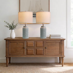 20.5" Ceramic Table Lamps Set of 2, Modern Farmhouse Boho Bedside Lamps for Bedroom, Nightstand Lamps for Living Room End Tables, Small Desk Lamps, Grey