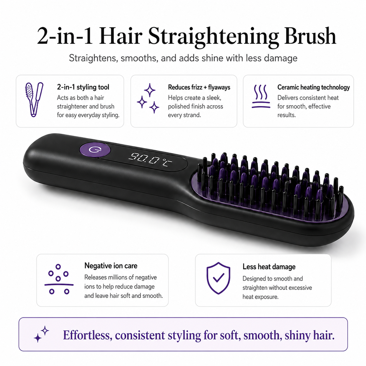 Portable Hair Straightener & Brush