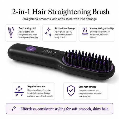 Portable Hair Straightener & Brush