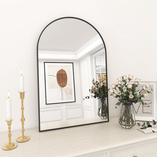 Bathroom Mirror Wall Mirror 24" X 16" Arched Vanity Mirror for Bedroom, Black