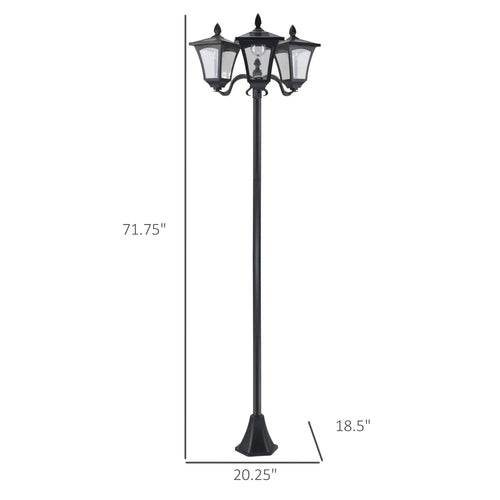 #Summervibes Outsunny 72" - 94.5" Solar Lamp Post, All-Weather Waterproof Stainless Steel, Vintage Style for Garden, 6 Hour Max Outdoor Ready LED Lighting, for Garden, Lawn, Pathway, Driveway,Campingessentials,Outdoorfurnitureset,Campinggear