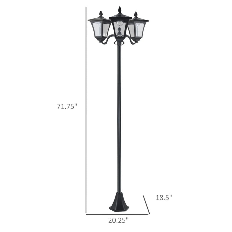 #Summervibes Outsunny 72" - 94.5" Solar Lamp Post, All-Weather Waterproof Stainless Steel, Vintage Style for Garden, 6 Hour Max Outdoor Ready LED Lighting, for Garden, Lawn, Pathway, Driveway,Campingessentials,Outdoorfurnitureset,Campinggear