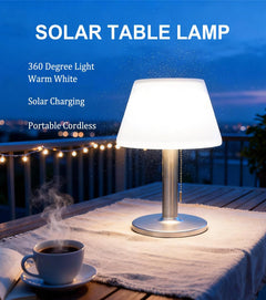 Solar Table Lamp Outdoor Waterproof - 3 Way Dimmable Cordless Table Lamps, Eye-Caring LED Modern Portable Table Lamp with Pull Chain, Solar Desk Lamp for Patio Yard Garden Camping Decor