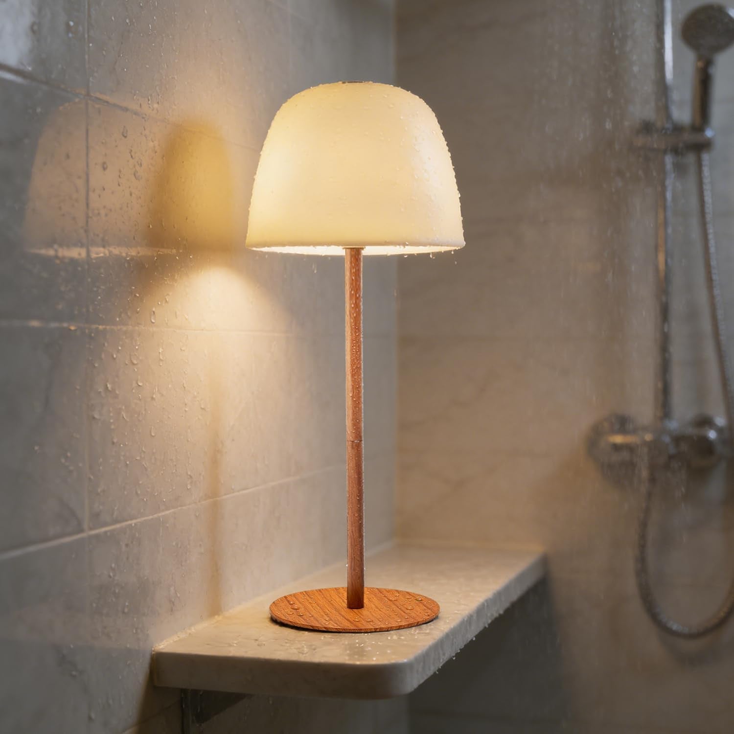Cordless Shower Lamp Waterproof, Cordless Lamp with 5500Mah Battery, Rechargeable Portable Lamp, Touch Dimmable Desk Light for Bathroom, Outdoor, Kitchen, Camping, Patio