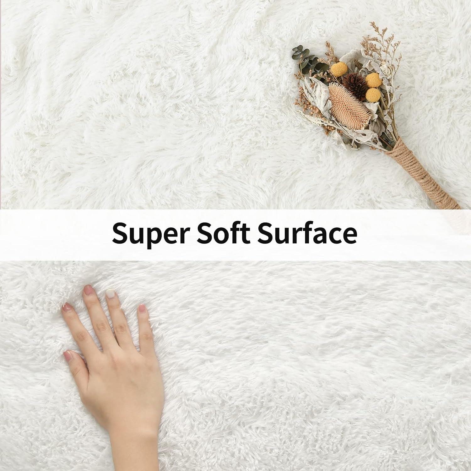 Modern Soft Fluffy Large Shaggy Rug for Bedroom Livingroom Dorm Kids Room Indoor Home Decorative, Non-Slip Plush Furry Fur Area Rugs Comfy Nursery Accent Floor Carpet 4'X6' Ivory