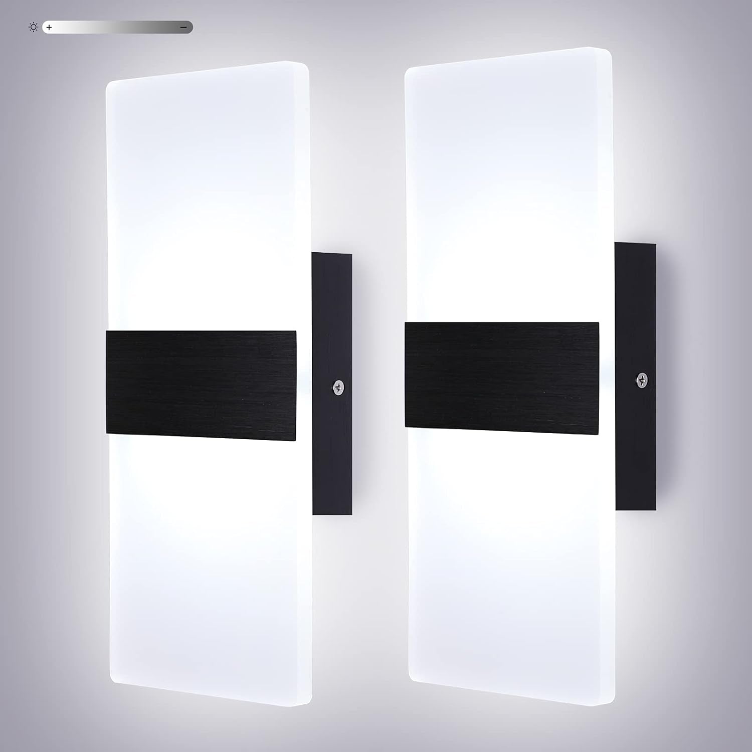 Modern Wall Sconces Set of Two Indoor LED Wall Mounted Lamp Hardwired Wall Lamp 12W for Bedroom Living Room Hallway, Cool White