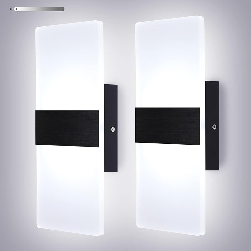 Modern Wall Sconces Set of Two Indoor LED Wall Mounted Lamp Hardwired Wall Lamp 12W for Bedroom Living Room Hallway, Cool White
