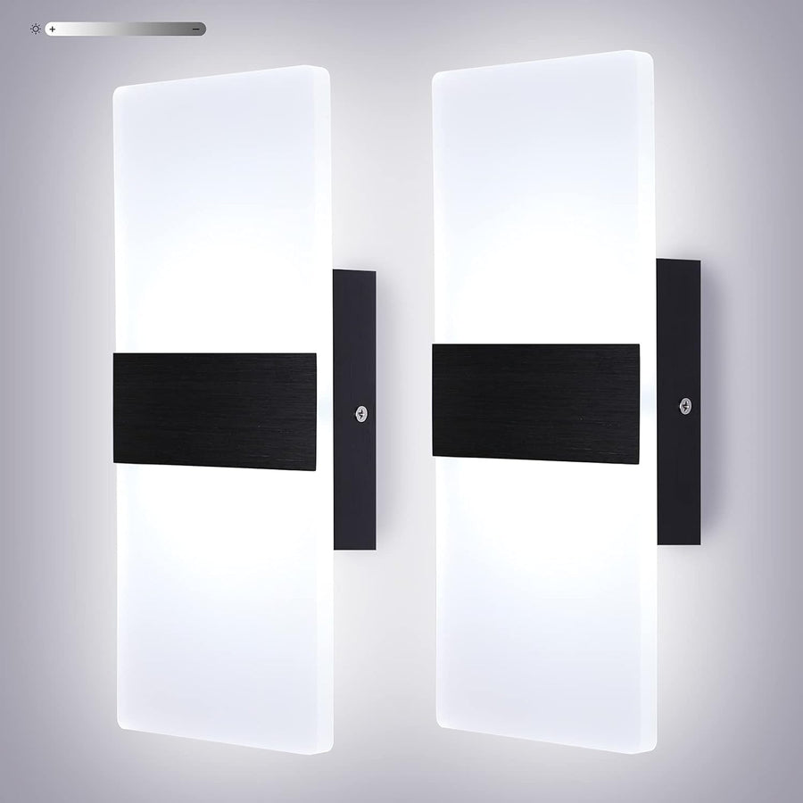 Modern Wall Sconces Set of Two Indoor LED Wall Mounted Lamp Hardwired Wall Lamp 12W for Bedroom Living Room Hallway, Cool White