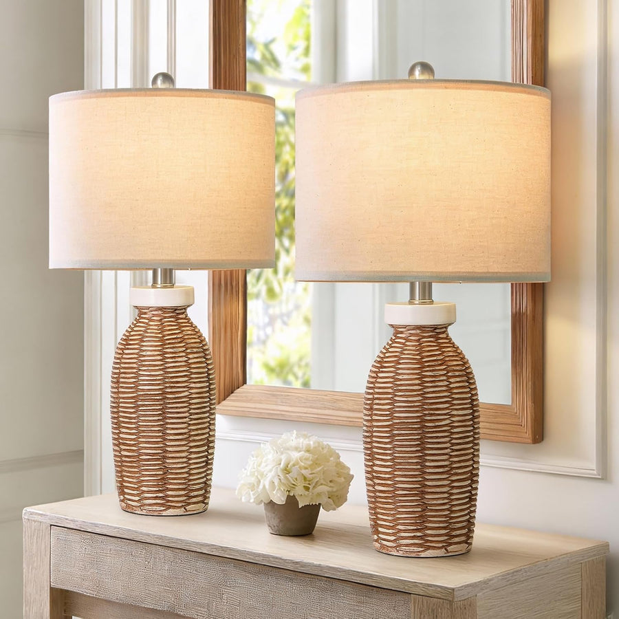 22.75" Table Lamps for Living Room Small Lamps for Bedroom Bedside Lamps Set of 2 Boho Lamps for Night Stands Nightstand Lamp Farmhouse Vintage Rustic Modern Side End Table Lamp Light Home Deco Gifts