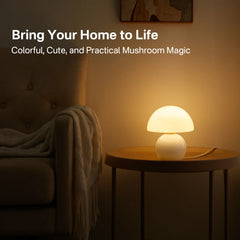Dawnwake Ceramic Base Mushroom Table Lamp Small,Unique Aesthetic Cute Small Night Light , Dimmable Mushroom Table Lamp for Living Room