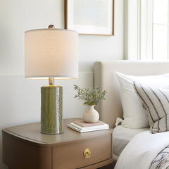 20.25" Small Table Lamps Set of 2 Modern Ceramic Lamps for Living Room Farmhouse Bedside Lamps Boho Lamps for Night Stands Green Bedroom Lamps Side Table Lamps End Table Lamps