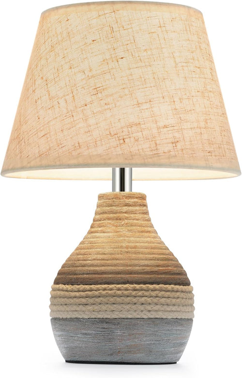 10" H Small Rechargeable Cordless Ceramic Table Lamp with Remote, RGB & Warm White Light, Timer & Dimmer, Battery Table Lamp with Linen Shade for Patio, Bedroom, Living Room, Dining Table