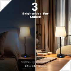 Cordless LED Table Lamp with Dimmer, Built-In Rechargeable Battery, 3-Level Brightness, Patio Table Lamp, Bedside Night Lamp, Ambient Light for Restaurant, Antique Brass
