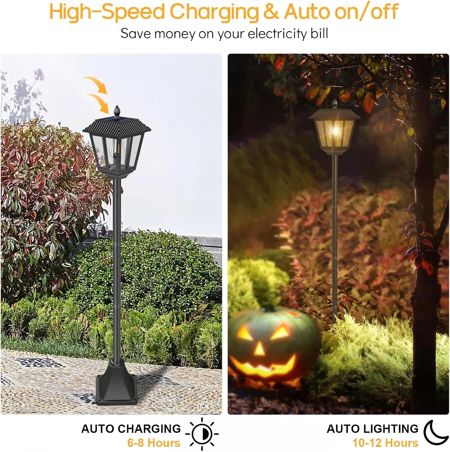 2 Pack 67" Solar Lamp Lights, 3000K Outdoor Solar Light , Pole Light Outdoor Decorative Floor Lamp for Patio, Garden, Backyard, Pathway, Front/ Door