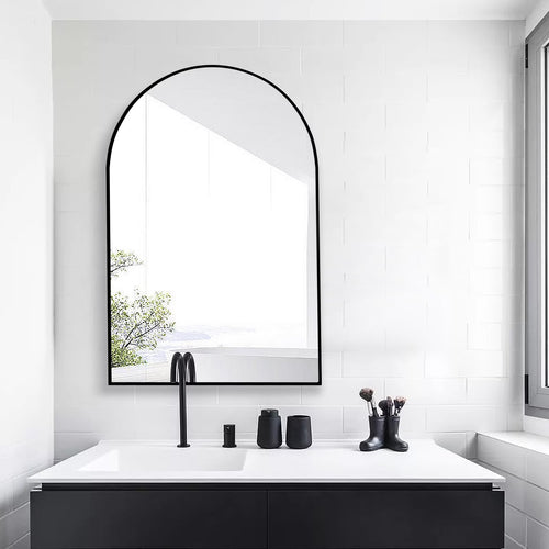 Bathroom Mirror Wall Mirror 24" X 16" Arched Vanity Mirror for Bedroom, Black