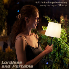 Cordless LED Table Lamp with Dimmer, Built-In Rechargeable Battery, 3-Level Brightness, Patio Table Lamp, Bedside Night Lamp, Ambient Light for Restaurant, Antique Brass